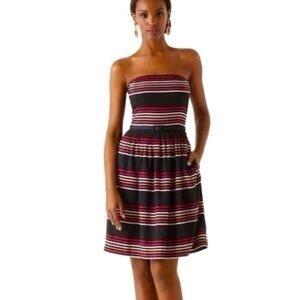 WHBM | White House Black Market Multicolor Striped Strapless Dress S4 Tea Dress